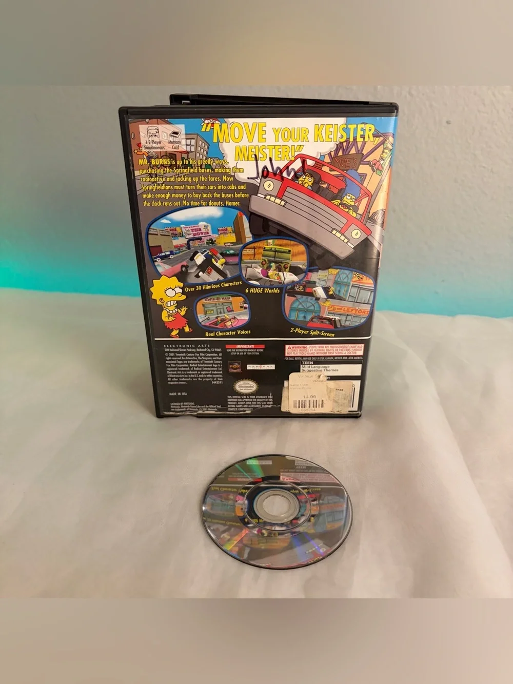 Nintendo Gamecube Simpsons Road Rage - No Manual 2001 Tested & Works Videogame